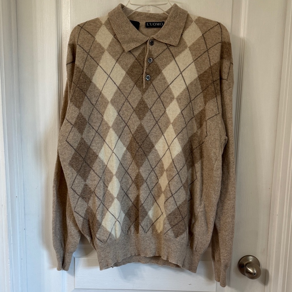 Men's L’Uomo Wool Sweater - Brown and Cream